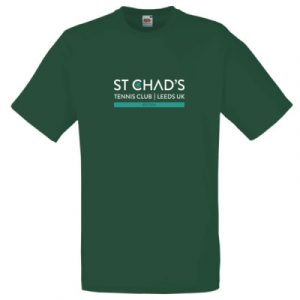 Mens's Club Logo T-Shirt (white and teal on dark green)