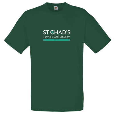 Mens's Club Logo T-Shirt (white and teal on dark green)